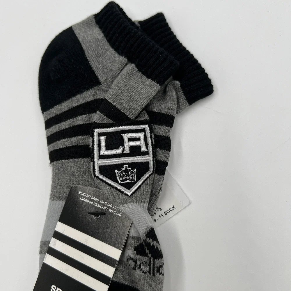Adidas NHL LA Kings Men's Ankle Socks 3 Pairs Gray Black Size L 9-11 New